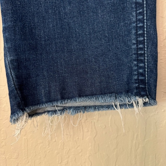 FREE PEOPLE “So Chic” High Rise Denim Biker Shorts Raw Hem Stretch - Picture 7 of 11